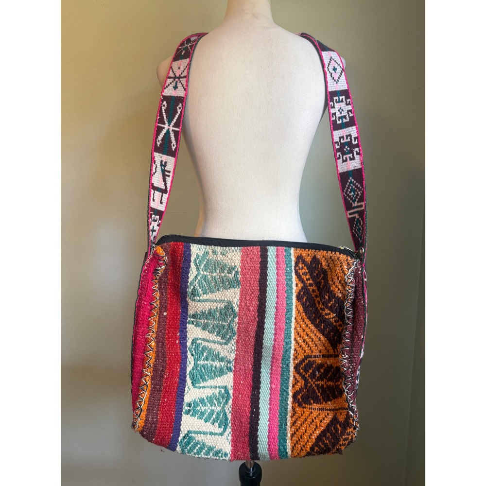 Handmade Woven Crossbody Bag Multicolor Boho whimsi retro  Shoulder Bag y2k tote